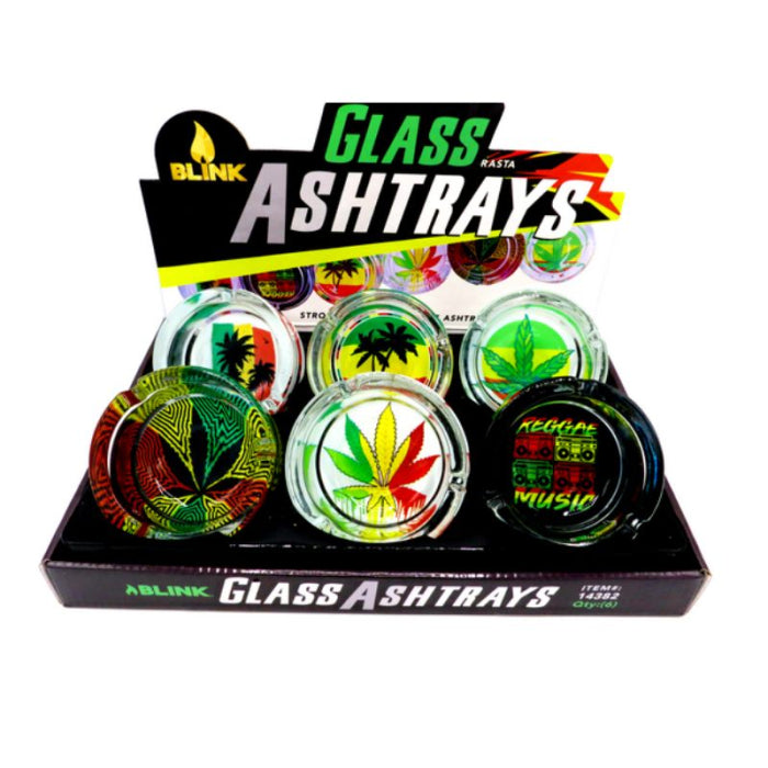 BLINK GLASS ASHTRAY 6ct/DISPLAY RASTA 1