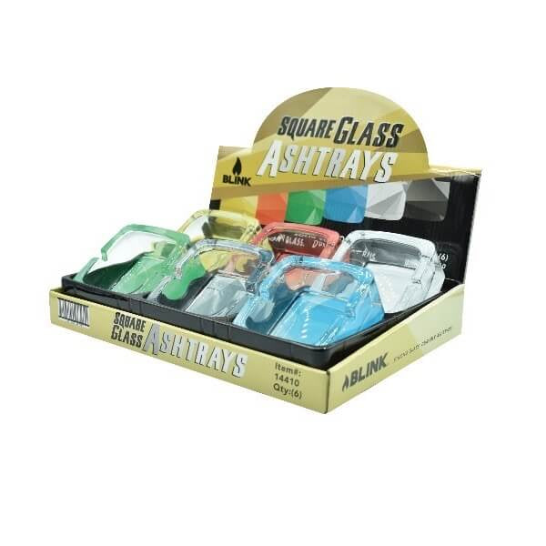 BLINK GLASS ASHTRAY SQUARE SOLID COLORS PER PIECE
