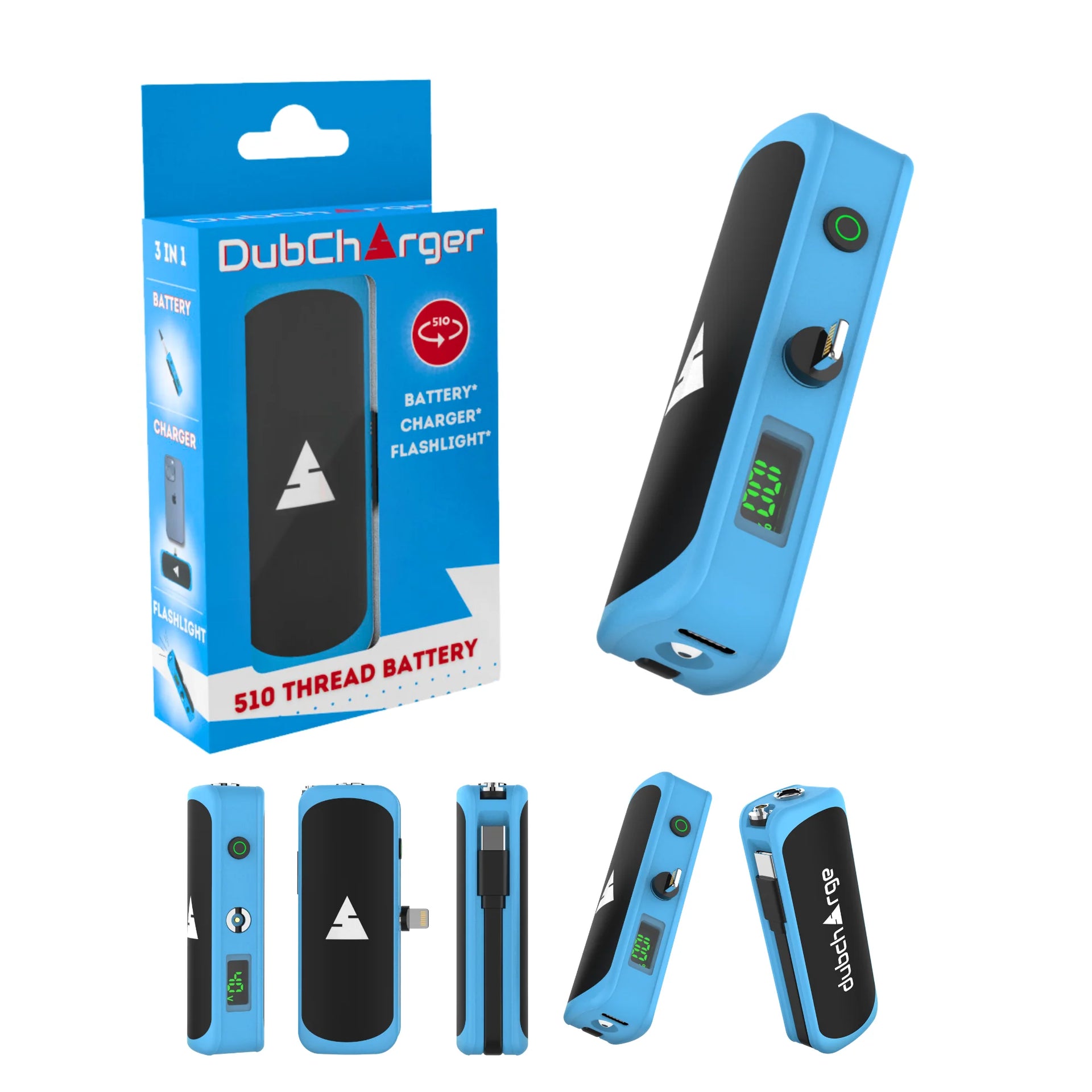 DUBCHARGE DUBCHARGER BATTERY+CHARGER+FLASHLIGHT BLUE