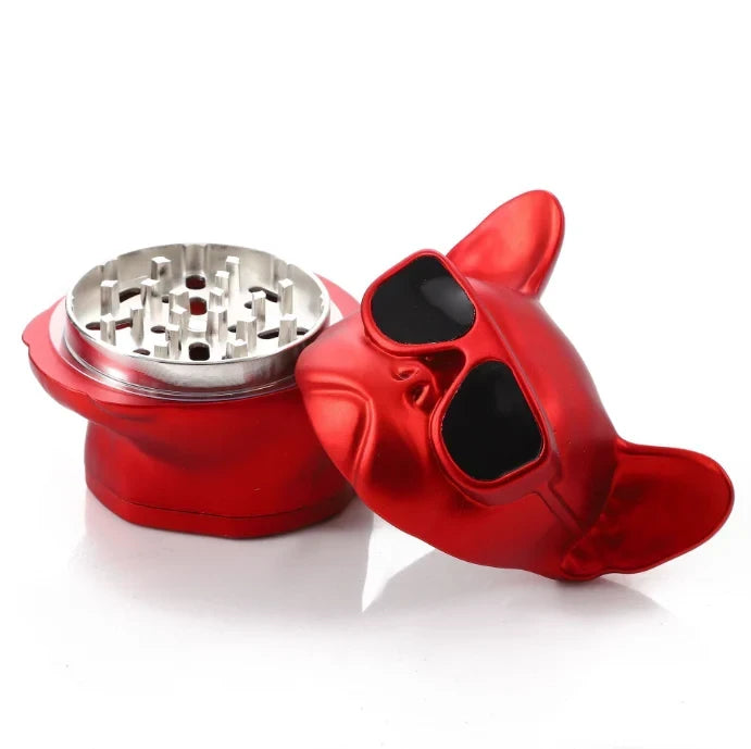 GRINDER METAL FRENCH BULLDOG 3pt W/ DRAWER ASSORTED COLORS per/pc