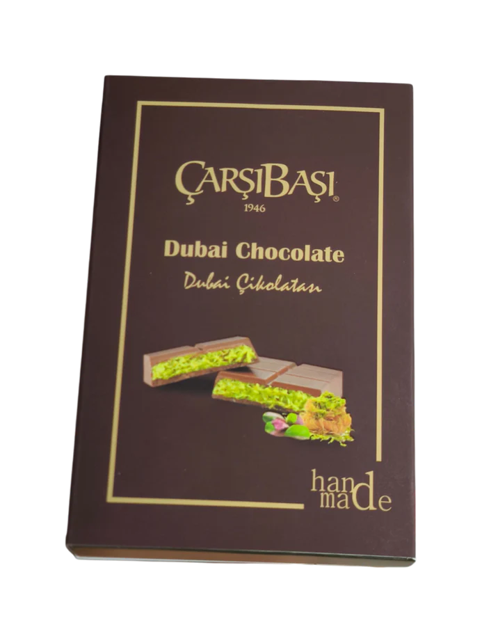 EXOTIC CANDY DUBAI CHOCOLATE by CARSIBASI 70g MILK CHOCOLATE w/PISTACCHIO