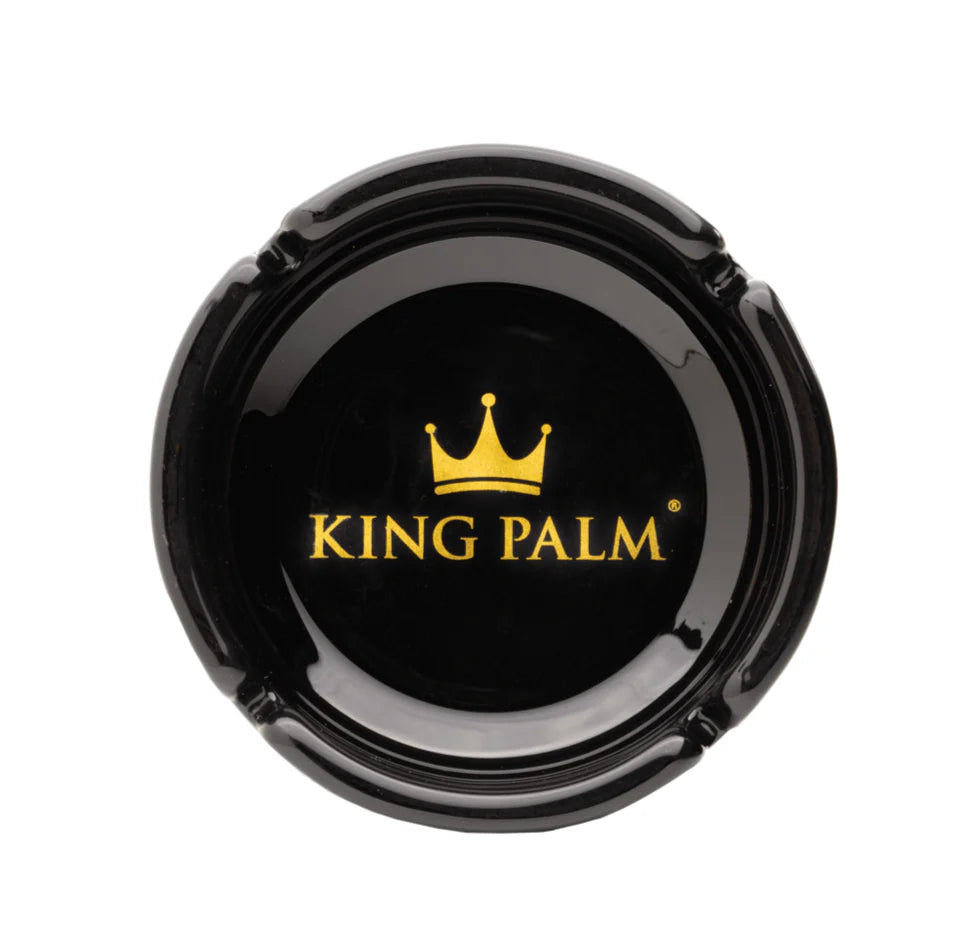 KING PALM ASHTRAY GLASS BLACK 08802