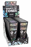 GRAV SHORT KINGS 70MM QUARTZ TIP CONES 6PC BLACK 16 PACK POP DISPLAY GV.QTCB.70.DISP(PK)