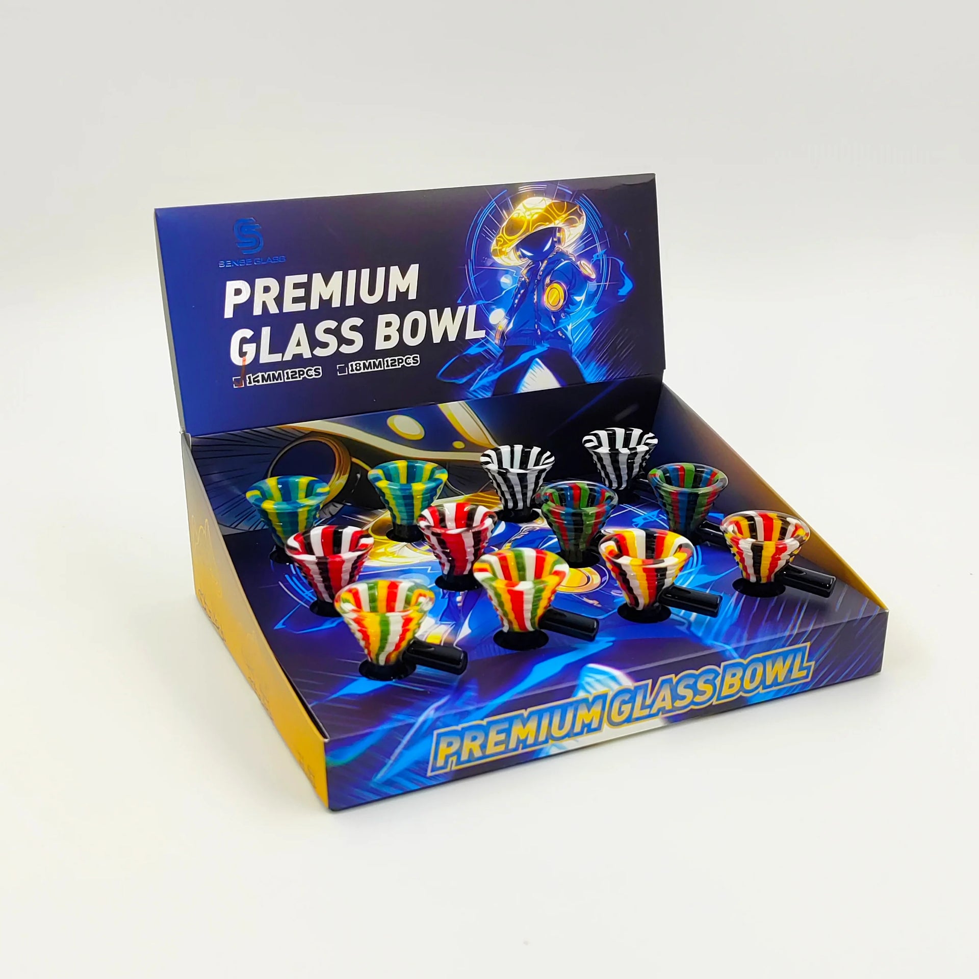 SENSE GLASS PREMIUM GLASS BOWL 14mm MALE 12ct/DISPLAY (SGB-24) 457492