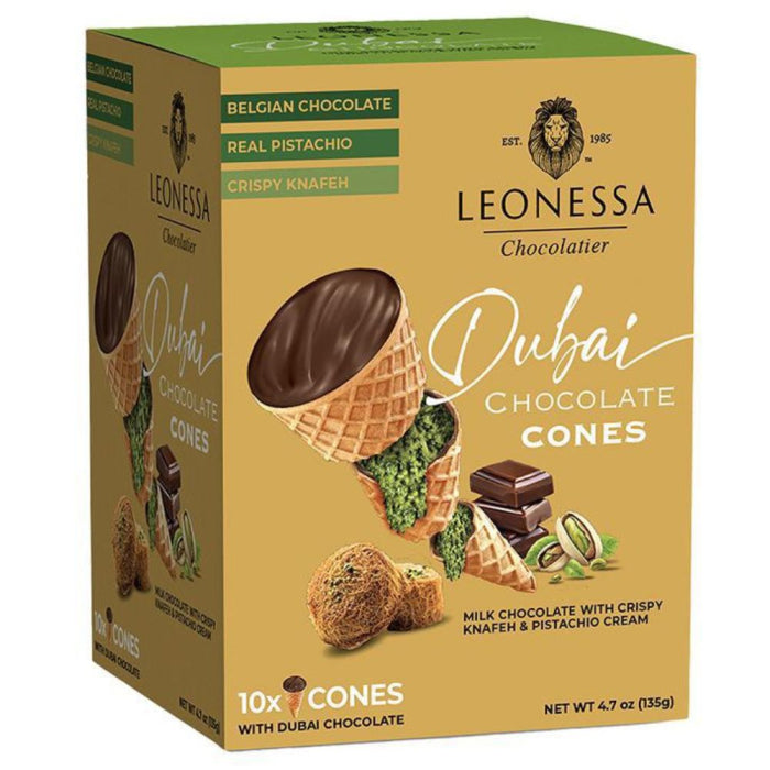 DUBAI CHOCOLATE CONES BY LEONESSA 10CONE/BOX