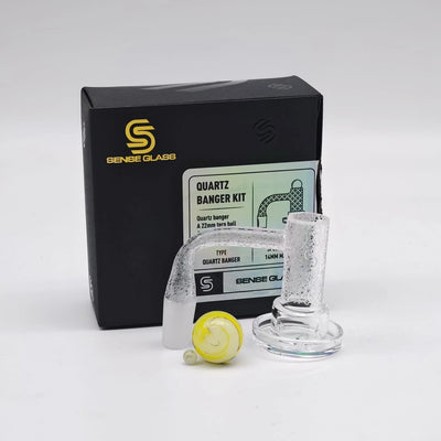 SENSE GLASS QUARTZ BANGER KIT 14MM MALE 90ø (22MM TERP BALL+6MM TERP PEARLS)