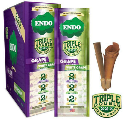 ENDO HEMP WRAPS TRIPLE DOUBLE 2 CONES/2 WRAPS/2 FILTERS 15PK WHITE GRAPE