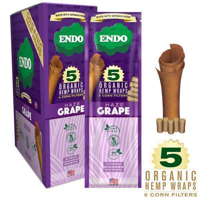 ENDO HEMP WRAPS 5CT W/CORN FILTERS 15CT DISPLAY BLAZIN HAZE GRAPE