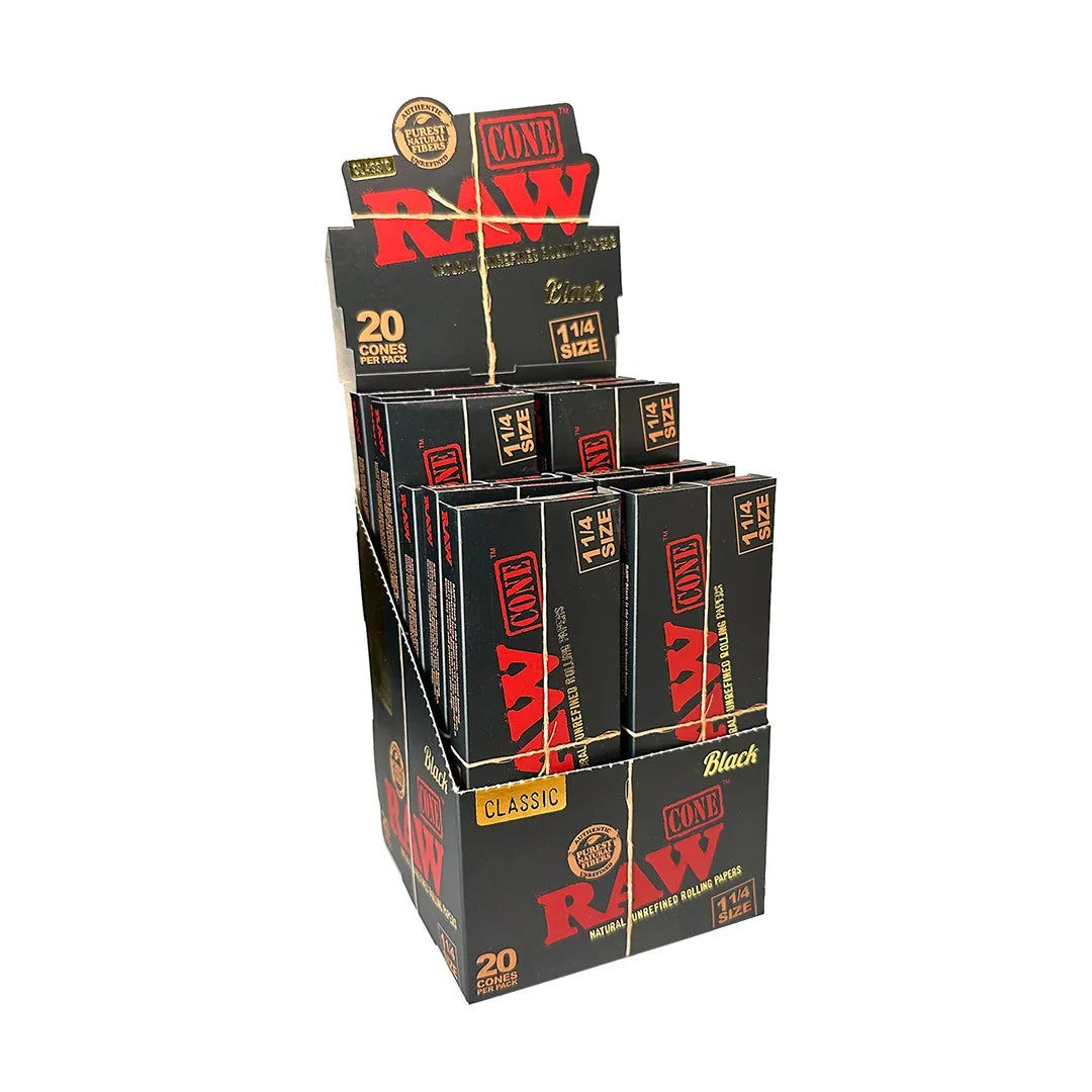 RAW BLACK 1 1/4 CONE 20 CONES/PK 12PK/BOX 53020