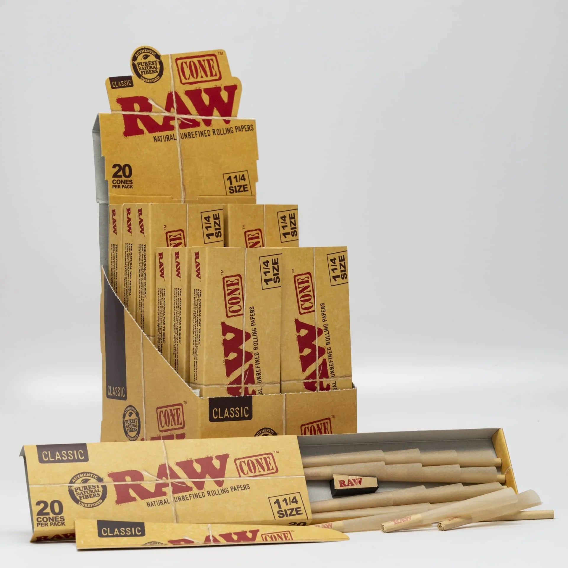 RAW CLASSIC 1 1/4 CONE 20 CONES/PK 12PK/BOX 52948