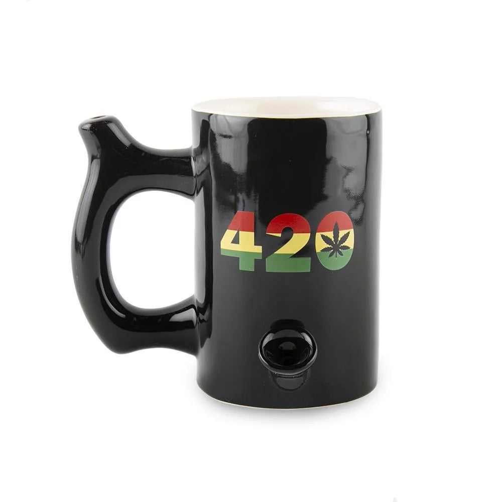 ROAST & TOAST LARGE BLACK MUG 420 WITH RASTA COLORS