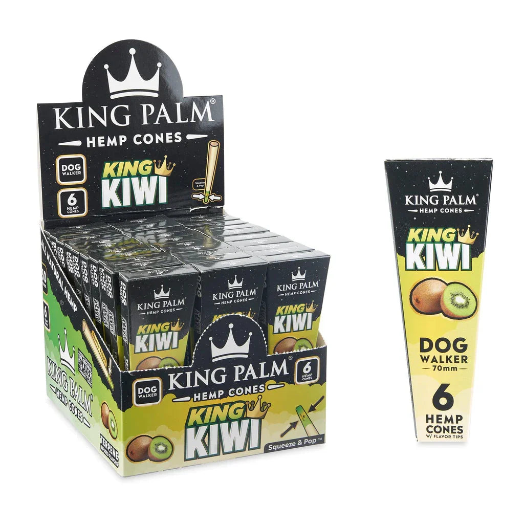 KING PALM HEMP CONES 6 CONES/PK 30/PK BOX DOG WALKER KING KIWI