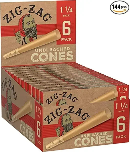 ZIG ZAG UNBLEACHED CONES 1 1/4 6/PK 24/DISPLAY 07681