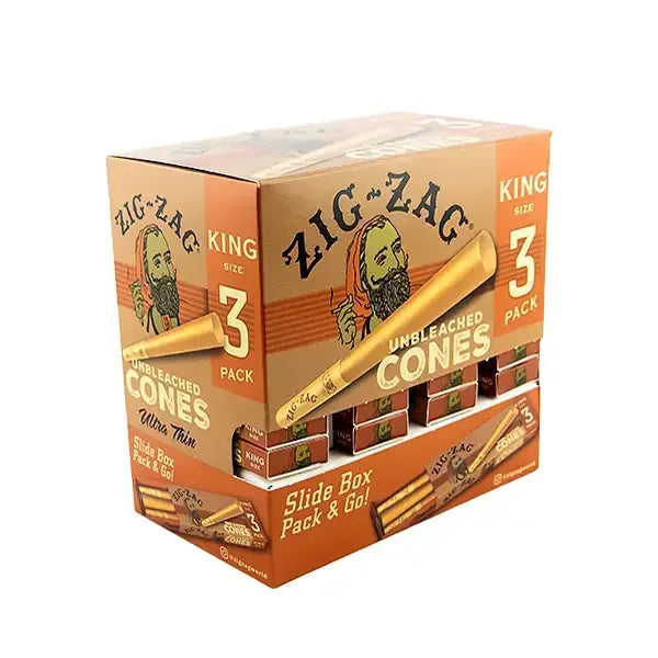 ZIG ZAG CONES UNBLEACHED SLIDE BOX KING SIZE 3PK