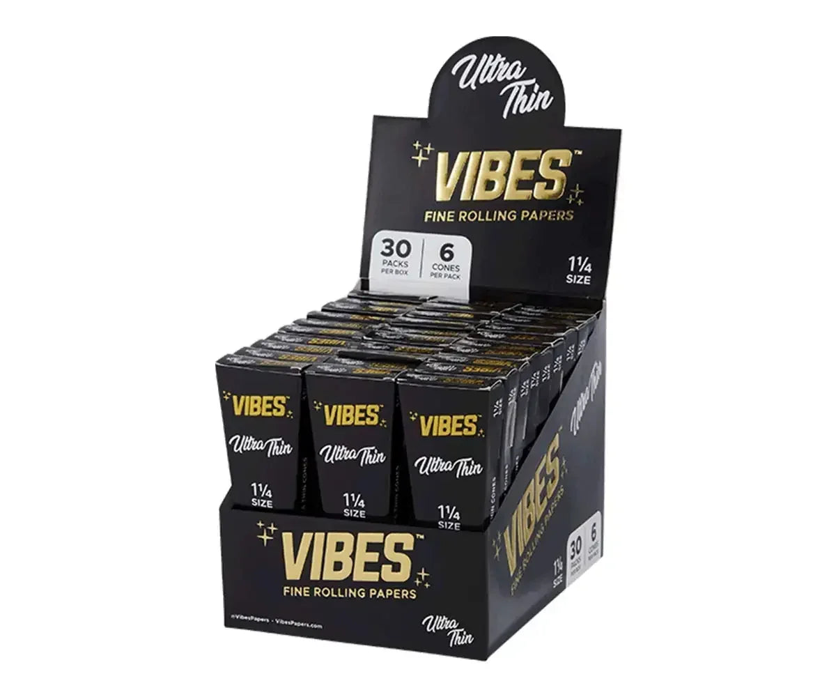 VIBES CONES 1 1/4 6/PK 30PK/BOX  -RICE  -ULTRA THIN