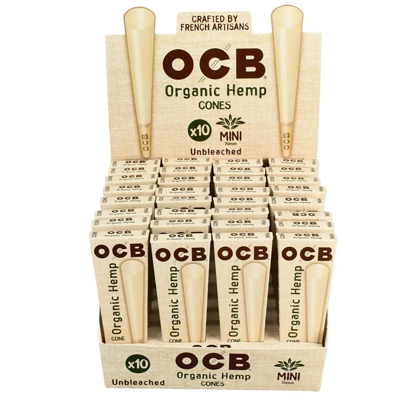 OCB ORGANIC HEMP UNBLEACHED CONE MINI 70MM 10X32PK