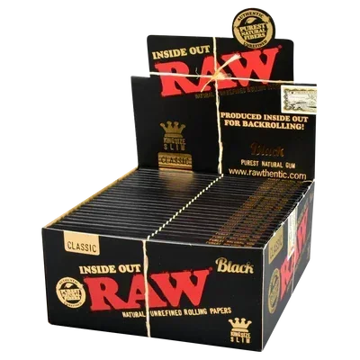 RAW BLACK (INSIDE OUT) KINGSIZE SLIM CLASSIC  50 PACKS/BOX  32 LEAVES/PACK