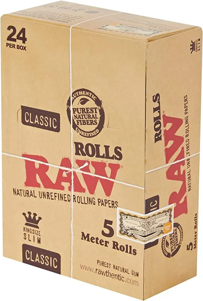 RAW CLASSIC ROLLS KINGZISE SLIM 50142  5 METER ROLLS  24 ROLLS PER BOX