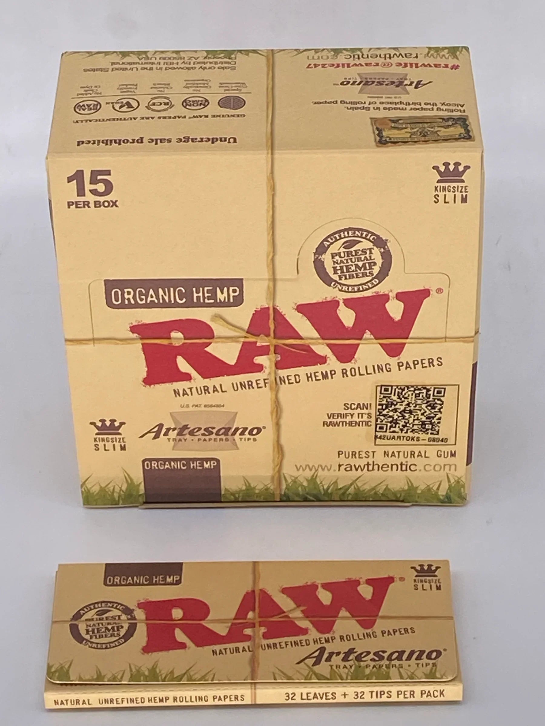 RAW ORGANIC ARTESANO K/S SLIM PAPER 15/BOX 50289