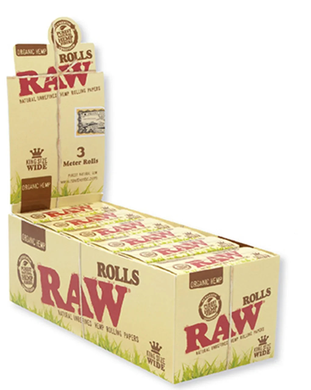 RAW ORGANIC HEMP ROLLS K/S WIDE 53754  3 METER ROLLS  12 ROLLS PER BOX