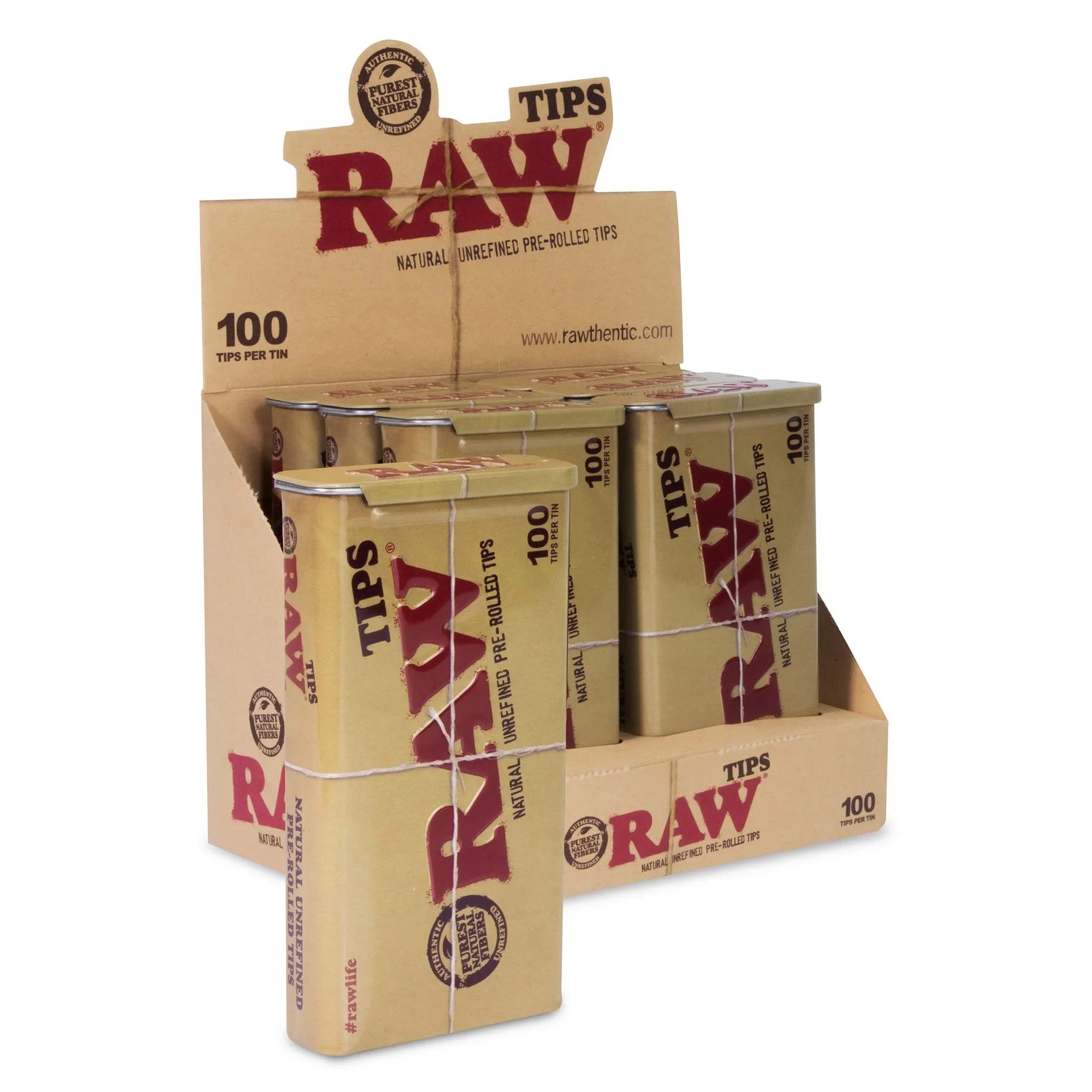 RAW TIPS IN TIN CONTAINER 6/BOX 100 TIPS/TIN