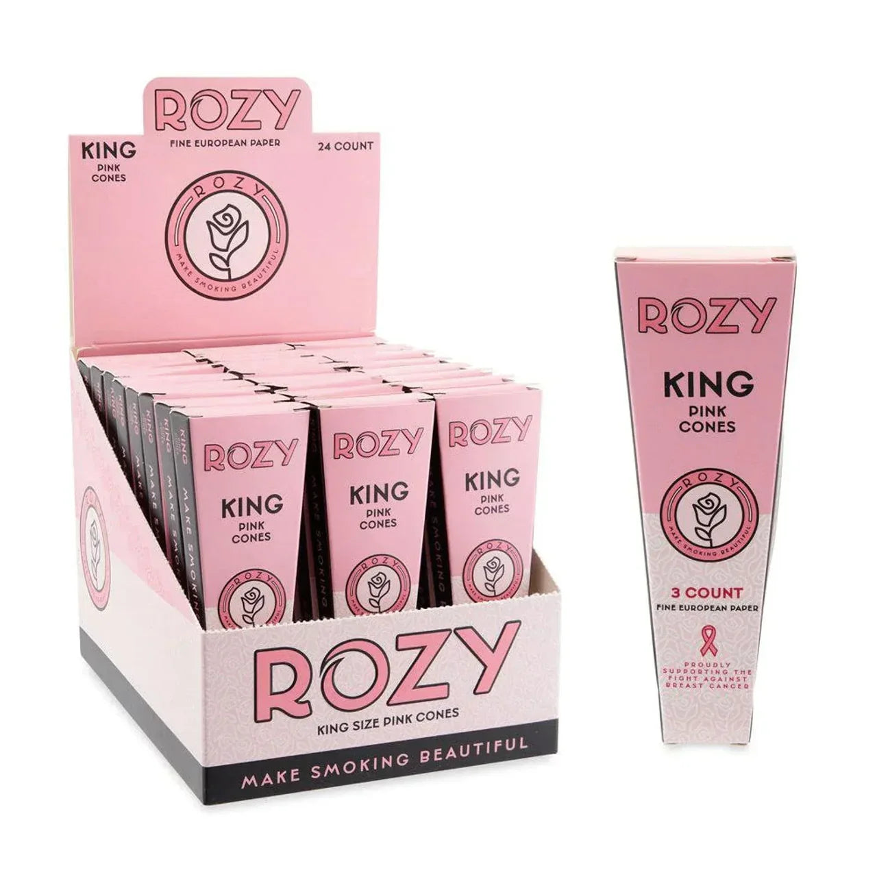 ROZY PINK CONES KS 3/PK 24PK/BOX