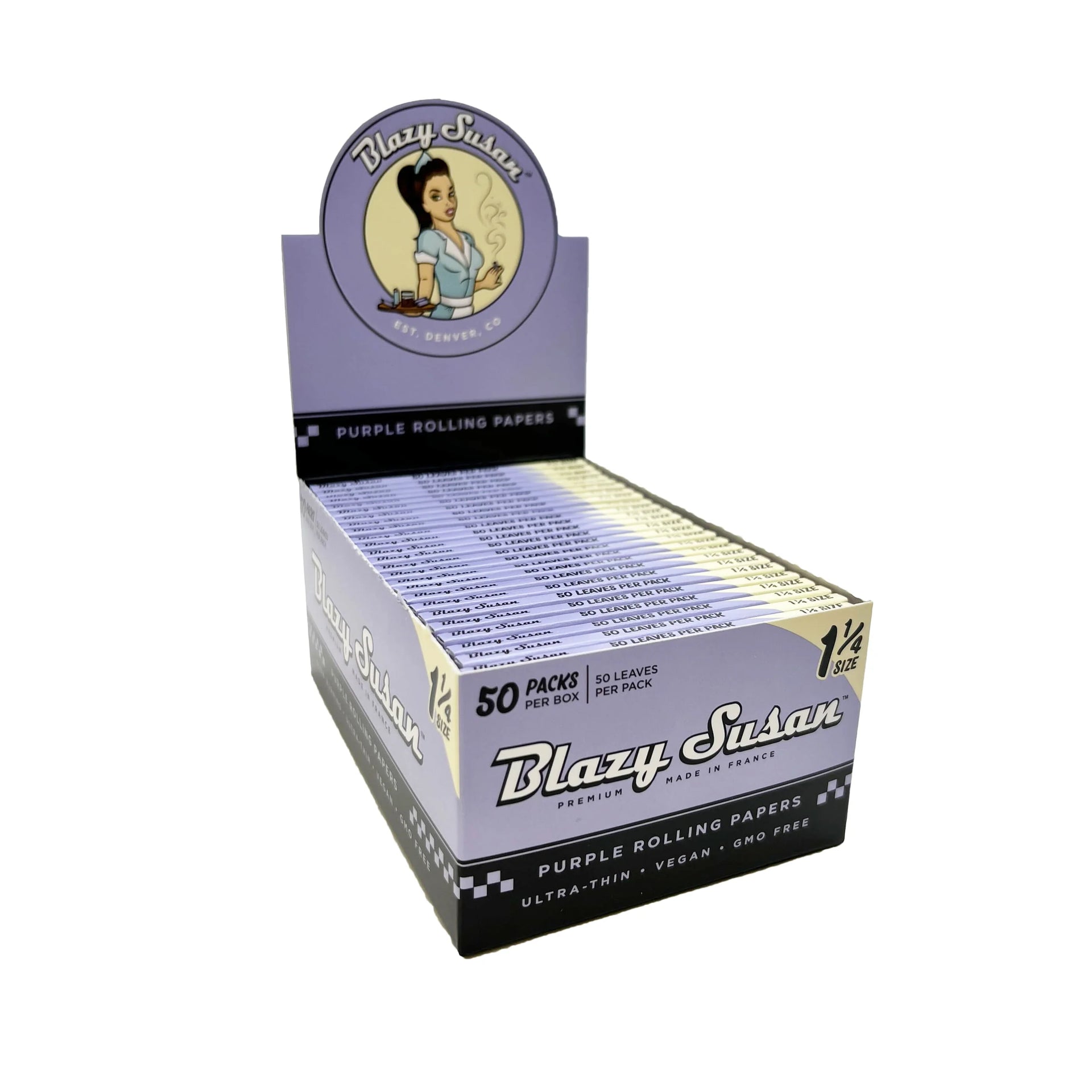 BLAZY SUSAN ROLLING PAPER 1 1/4 PURPLE 50/PK/BOX