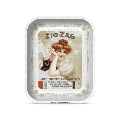 ZIG ZAG ROLLING TRAY LARGE VINTAGE WHITE