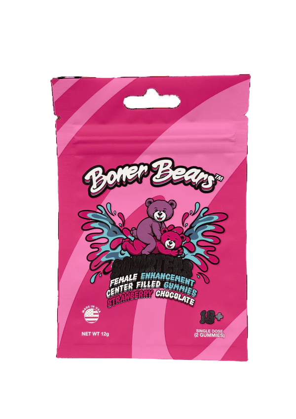BONER BEARS Squirters FEMALE ENHANCEMENT Gummies 2/Pk STRAWBERRY CHOCOLATE