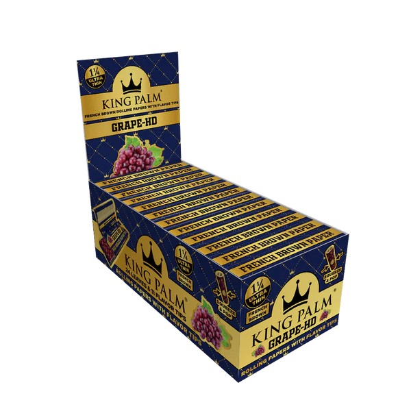 KING PALM PAPERS 1 1/4 SIZE 24PK 24PK/BOX W/FLAVORED TIP GRAPE HD