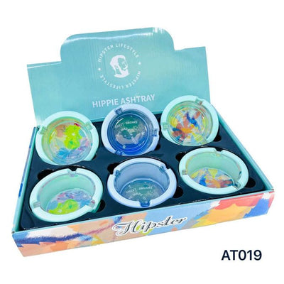 HIPPIE ASHTRAY GLASS W/ SILICONE AT019