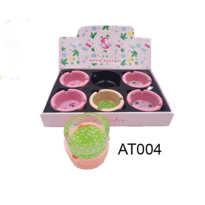 HIPPIE ASHTRAY GLASS W/ SILICONE AT004
