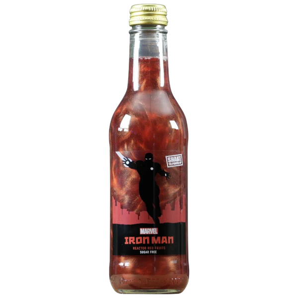EXOTIC SODA MARVEL SUGAR FREE 330ml BOTTLE IRON MAN REACTOR MIXED FRUITS