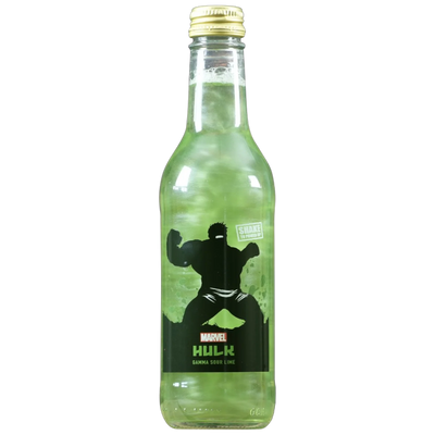 EXOTIC SODA MARVEL SUGAR FREE 330ml BOTTLE HULK GAMMA SOUR LIME