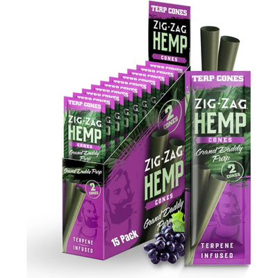 ZIG ZAG TERPENE INFUSED HEMP CONES 2pk 15Pouches GRAND DADDY PURP