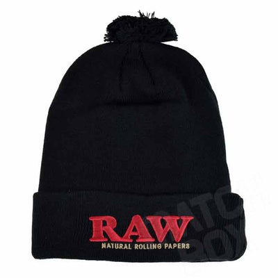 RAW BEANIE POMPOM HAT BLACK 88190