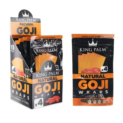 KING PALM GOJI WRAPS W/TIPS 4/PK 15PK/BOX NATURAL