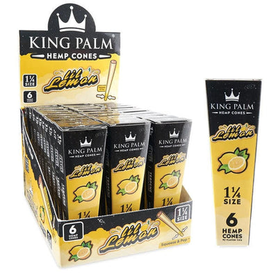 KING PALM HEMP CONES 1 1/4 6PK 30PK/BOX LIL LEMON