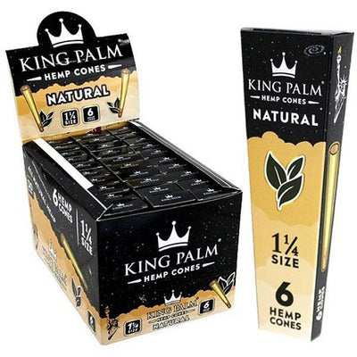 KING PALM HEMP CONES 1 1/4 6PK 30PK/BOX NATURAL