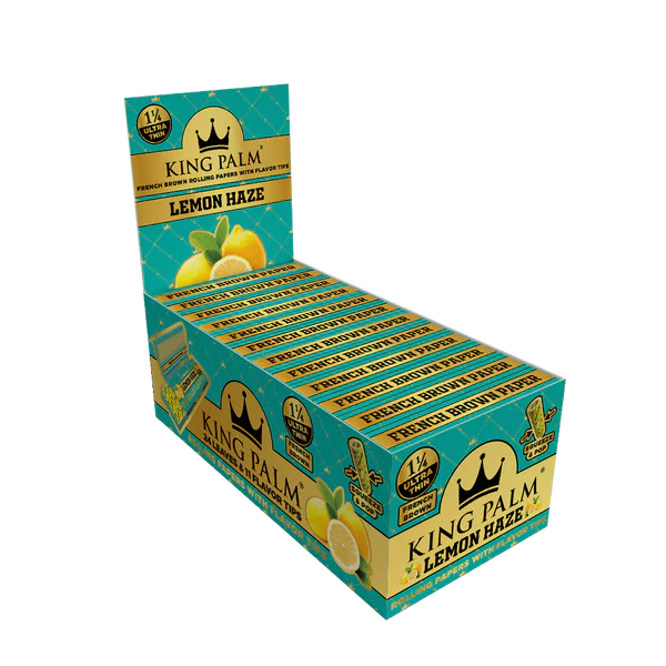 KING PALM PAPERS 1 1/4 SIZE 24PK 24PK/BOX W/FLAVORED TIP LEMON HAZE