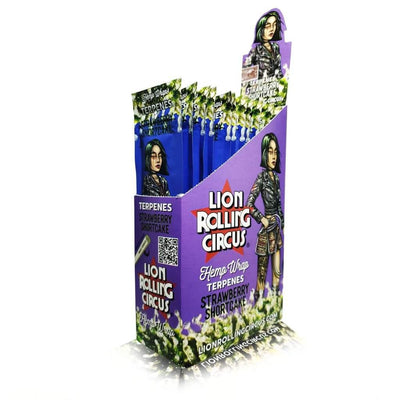 LION ROLLING CIRCUS HEMP WRAPS 25 PACKS STRAWBERRY SHORTCAKE FLAVOR TERPENE INFUSED