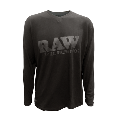 RAW LONG SLEEVE V-NECK BLACK SHIRT (RPRAWR22125) 2XL
