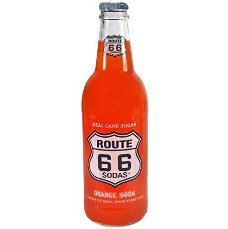 EXOTIC SODA ROUTE 66 12oz. BOTTLE ORANGE SODA