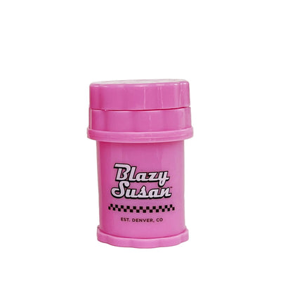 BLAZY SUSAN 4-PIECE HERB SAVER GRINDER PLASTIC  MINI PINK CHECKERS