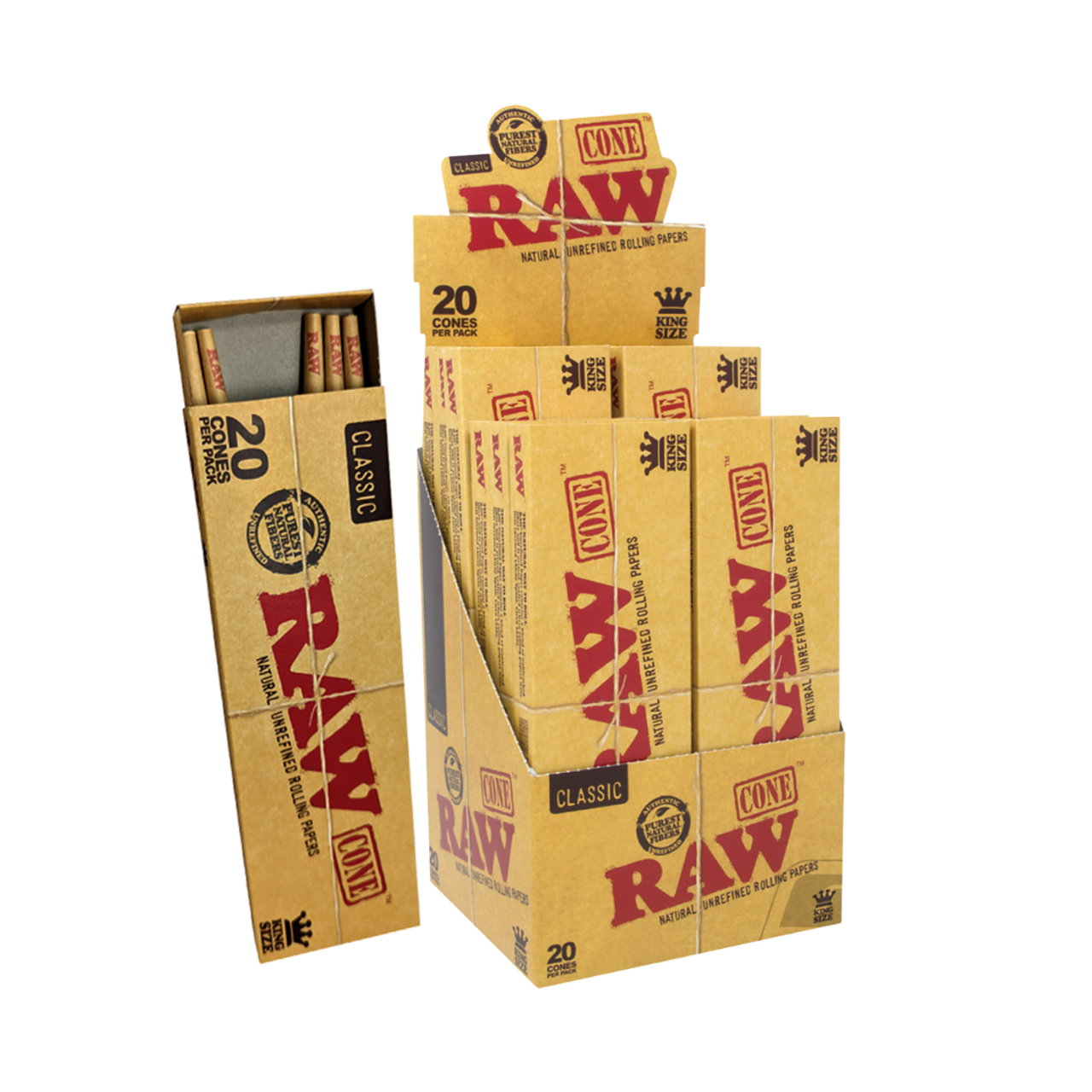 RAW CLASSIC K/S CONE 20 CONES/PK 12PK/BOX 52955