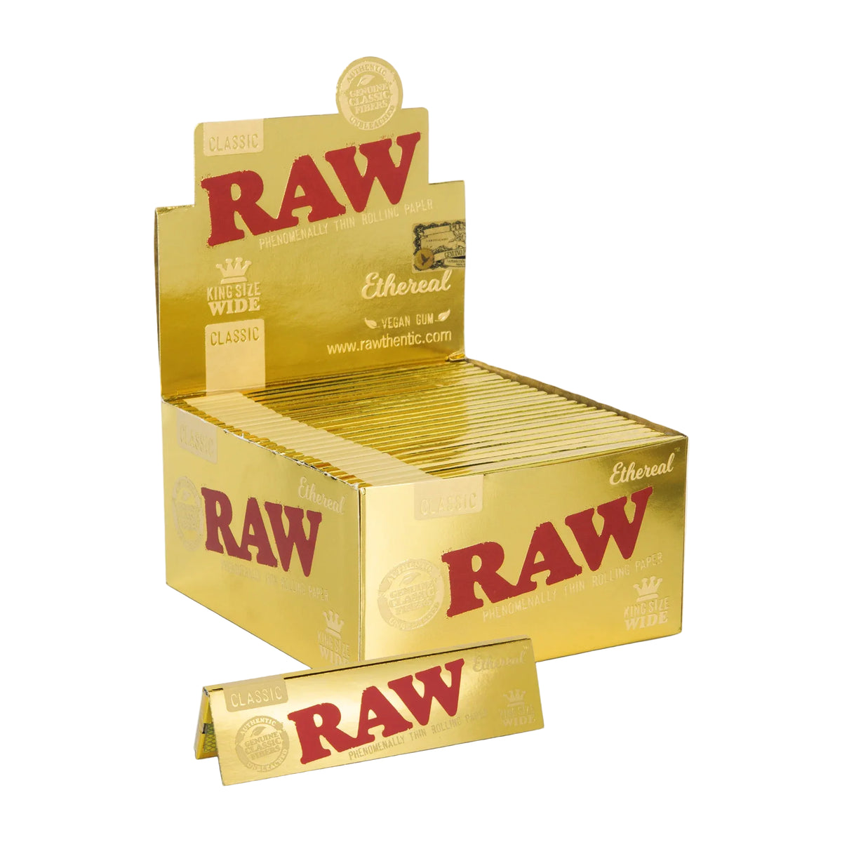 RAW PAPER GOLD KING SIZE WIDE CLASSIC ETHEREALl 33PK 50PK/BOX