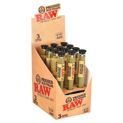 RAW PRESSED BUD WRAPS 1 1/4 12 TUBES/BOX 3 CONES/TUBE 53129