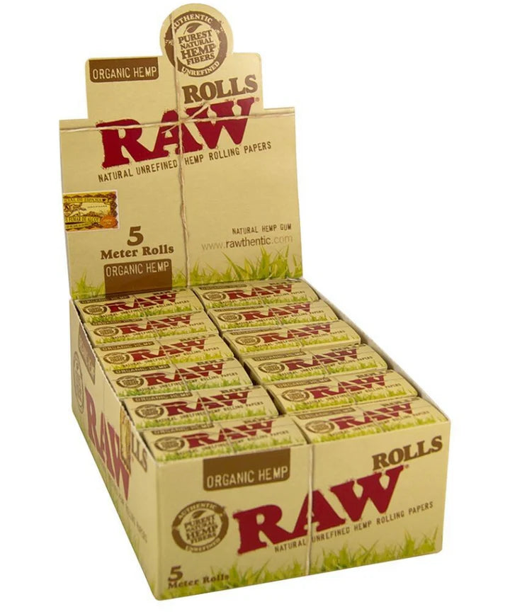 RAW ORGANIC KING SIZE SLIM 5 METER ROLLS 74912  24 ROLLS PER BOX