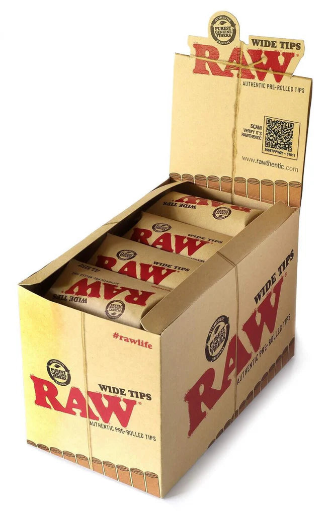 RAW PRRE ROLLED WIDE TIPS 20PK