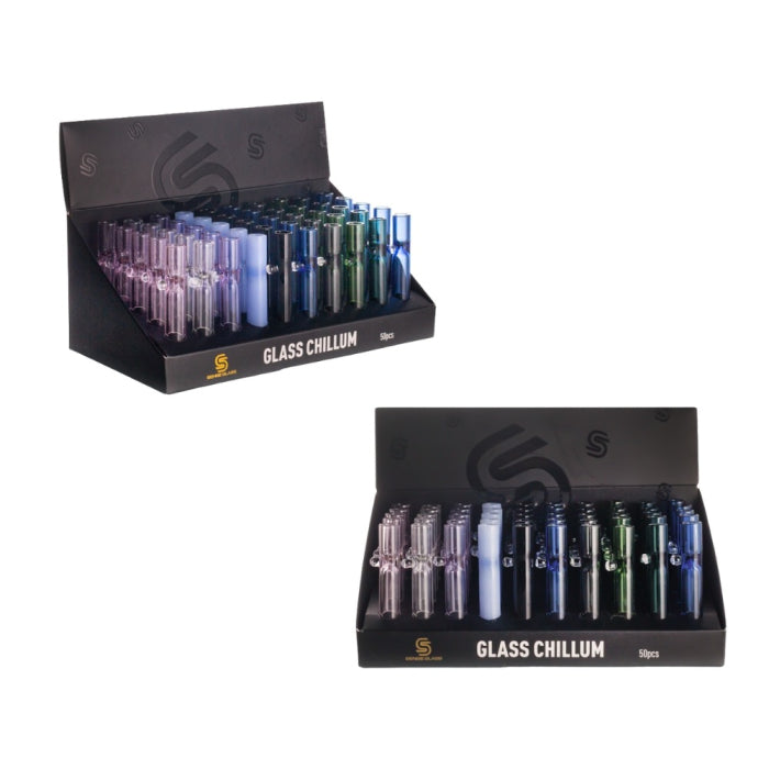 SENSE GLASS CHILLUM 12MM 50CT/DISPLAY ASSORTED